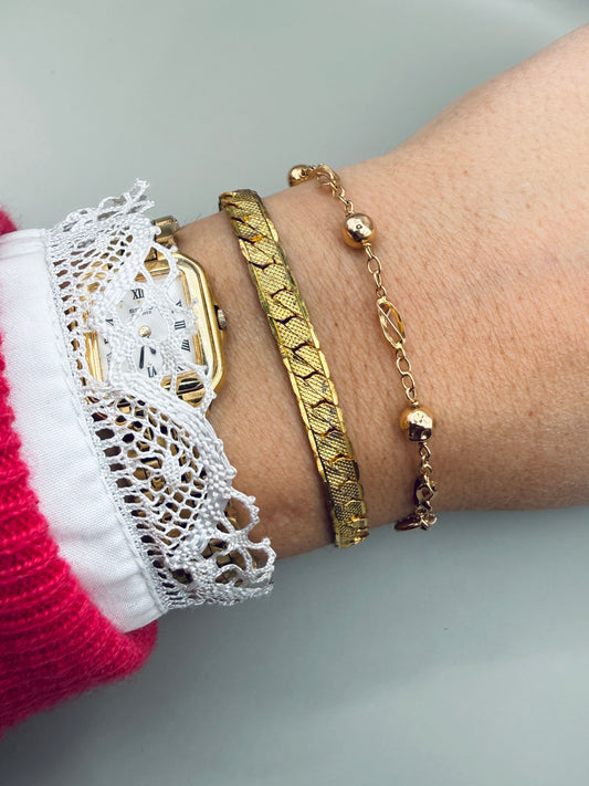 Bracelet Vintage Doré Texturé — Élégance Intemporelle (années 80-90)