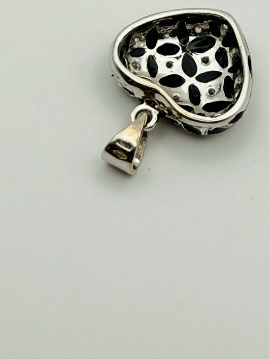Pendentif vintage cœur en or blanc 750 18k