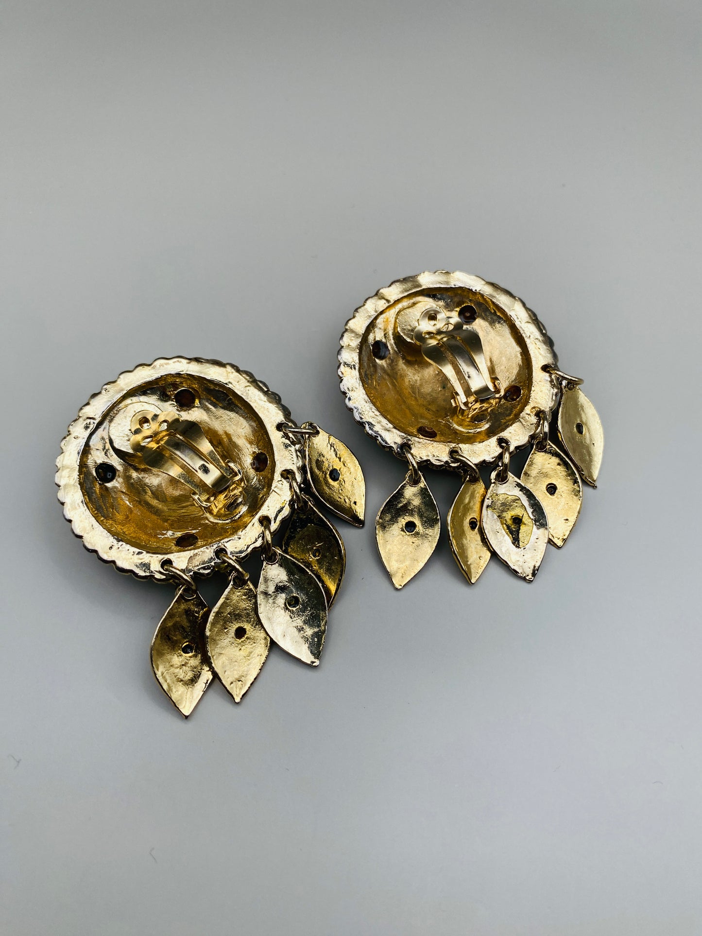 Clips Vintage ronds dorés pampilles