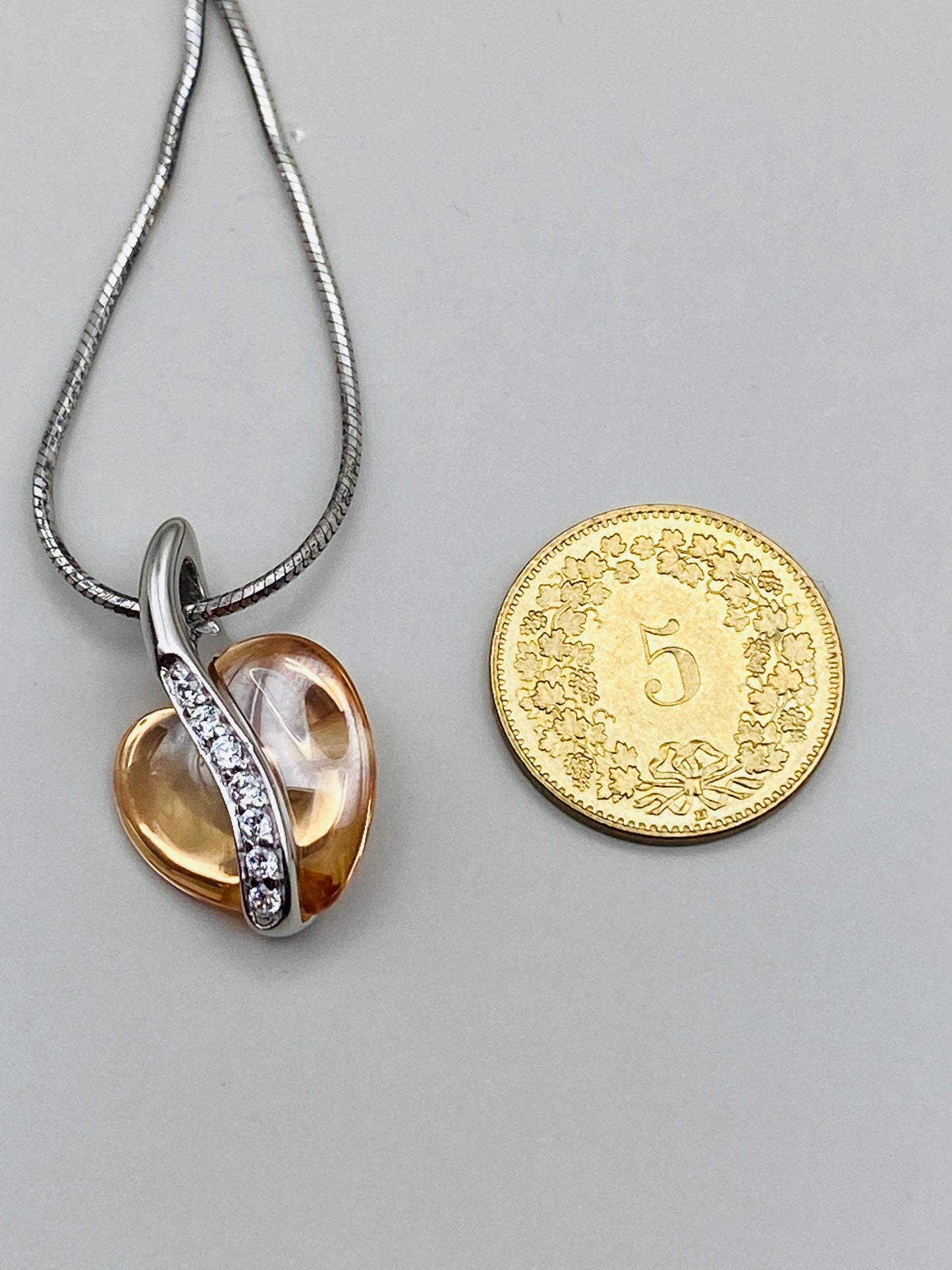 Ensemble bague & collier vintage – Argent 925 et pierre synthétique ambrée