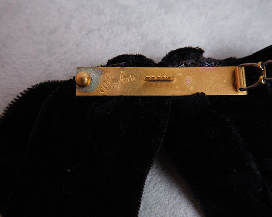 Barrette vintage en velours noir signée Arifior Creazioni