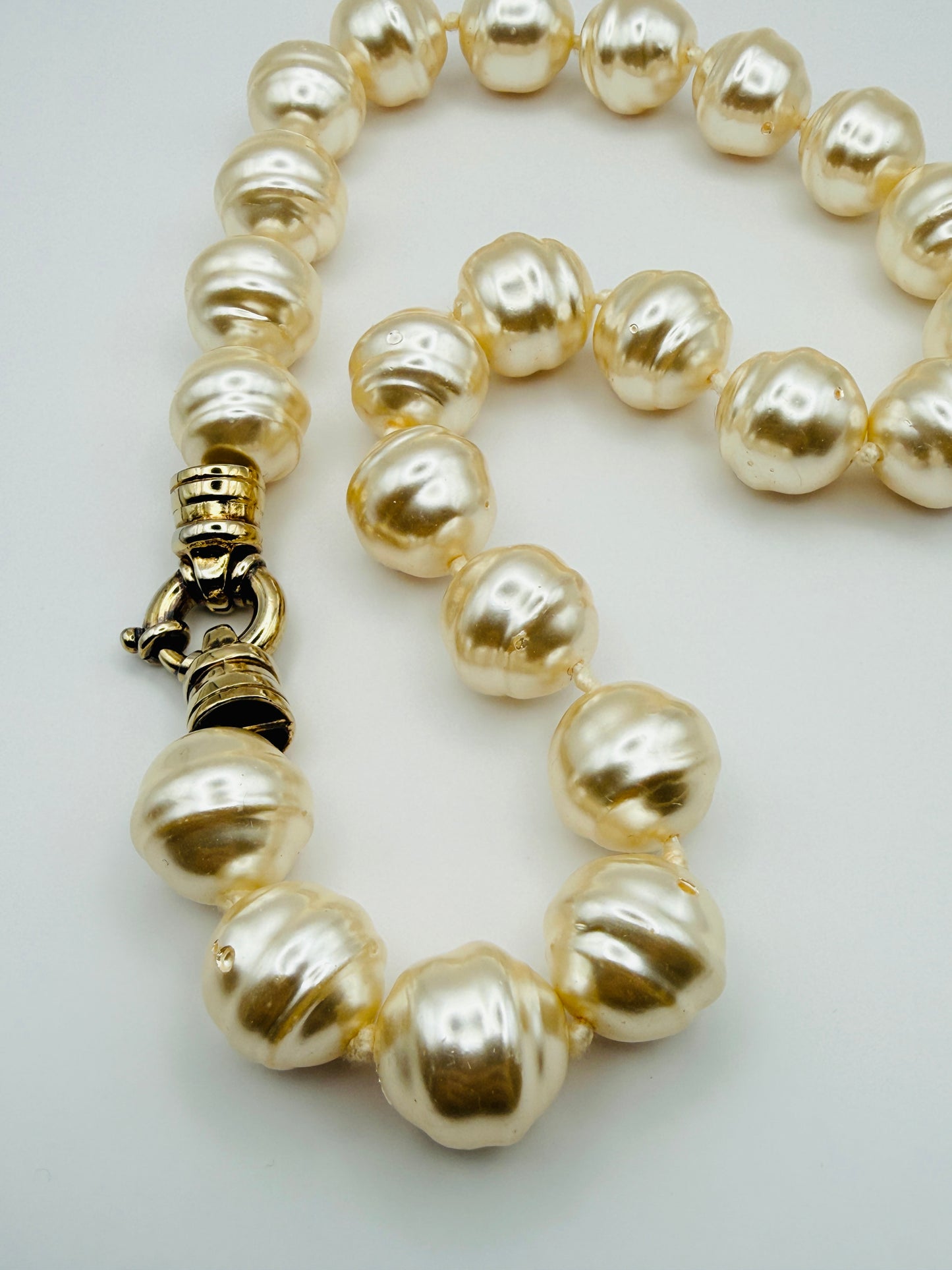 Collier ras de cou vintage à grosses perles nacrées argent 925