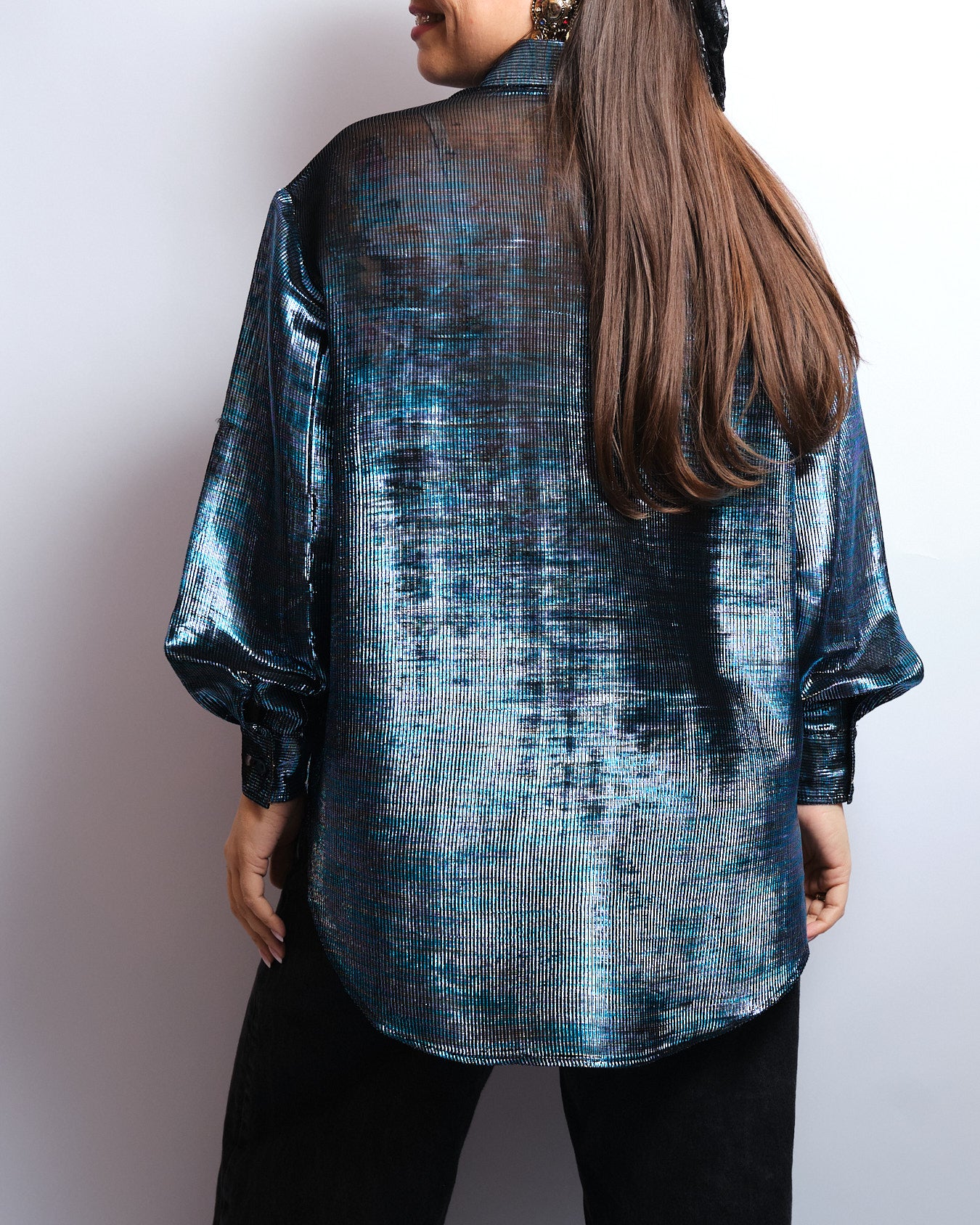 Chemisier vintage irisé transparent – années 90