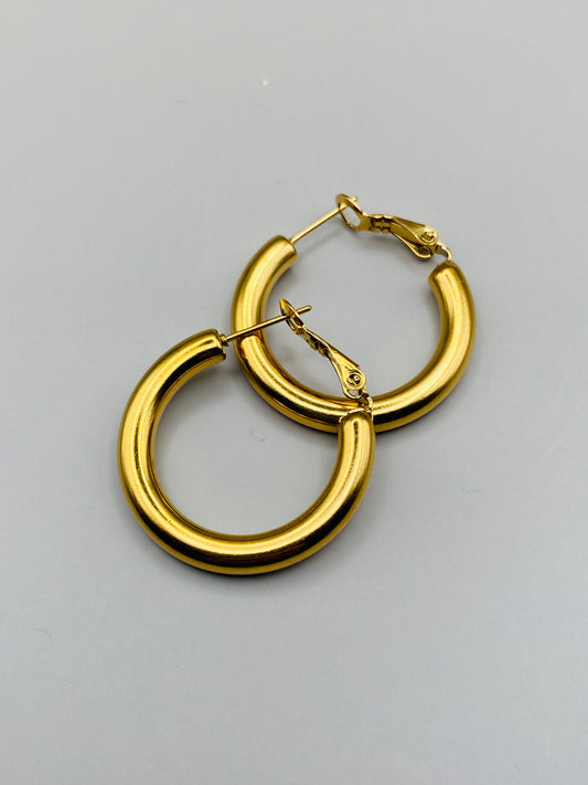 Boucles d’oreilles vintage – Créoles dorées épaisses