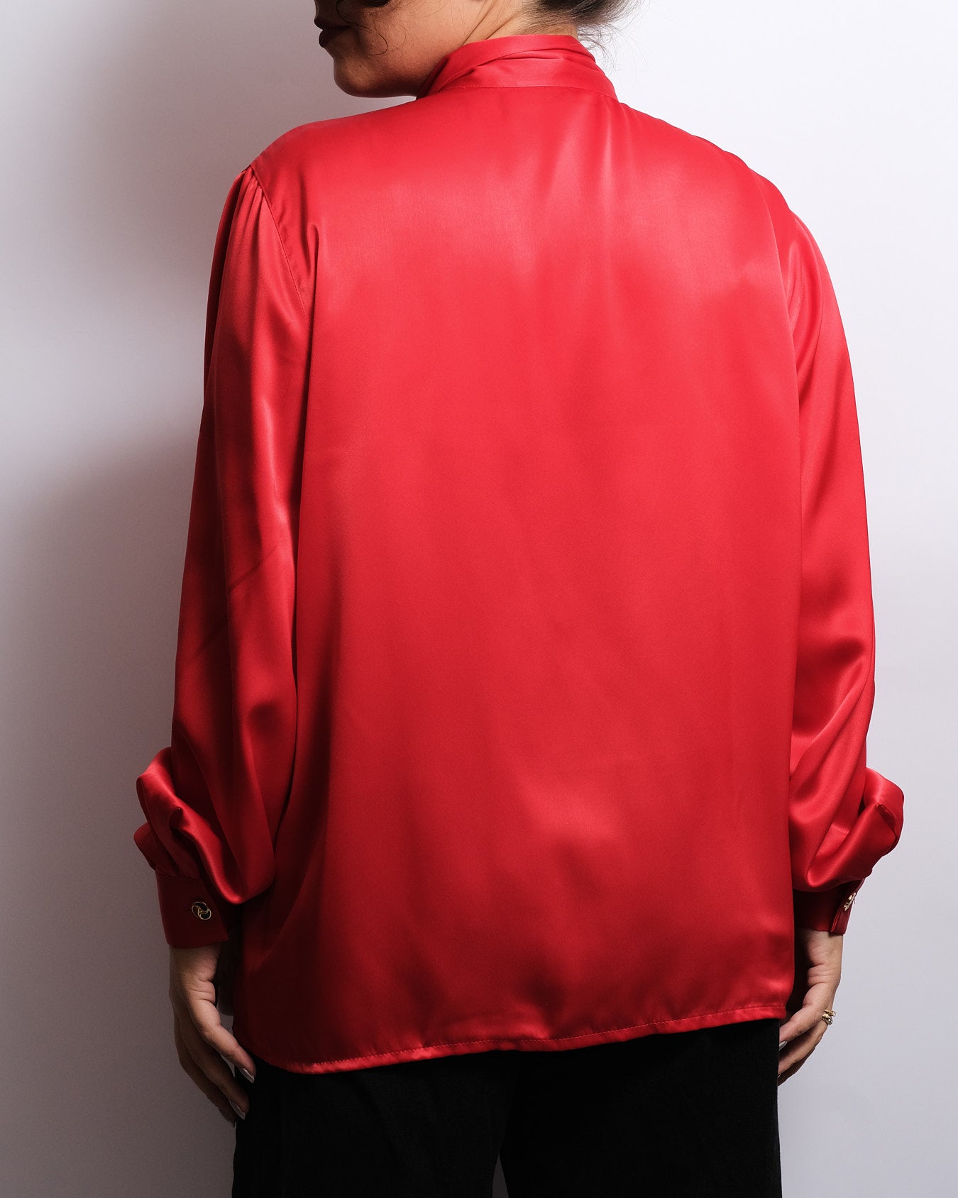 Chemisier Vintage Rouge  – Nœud Lavallière – Années 80