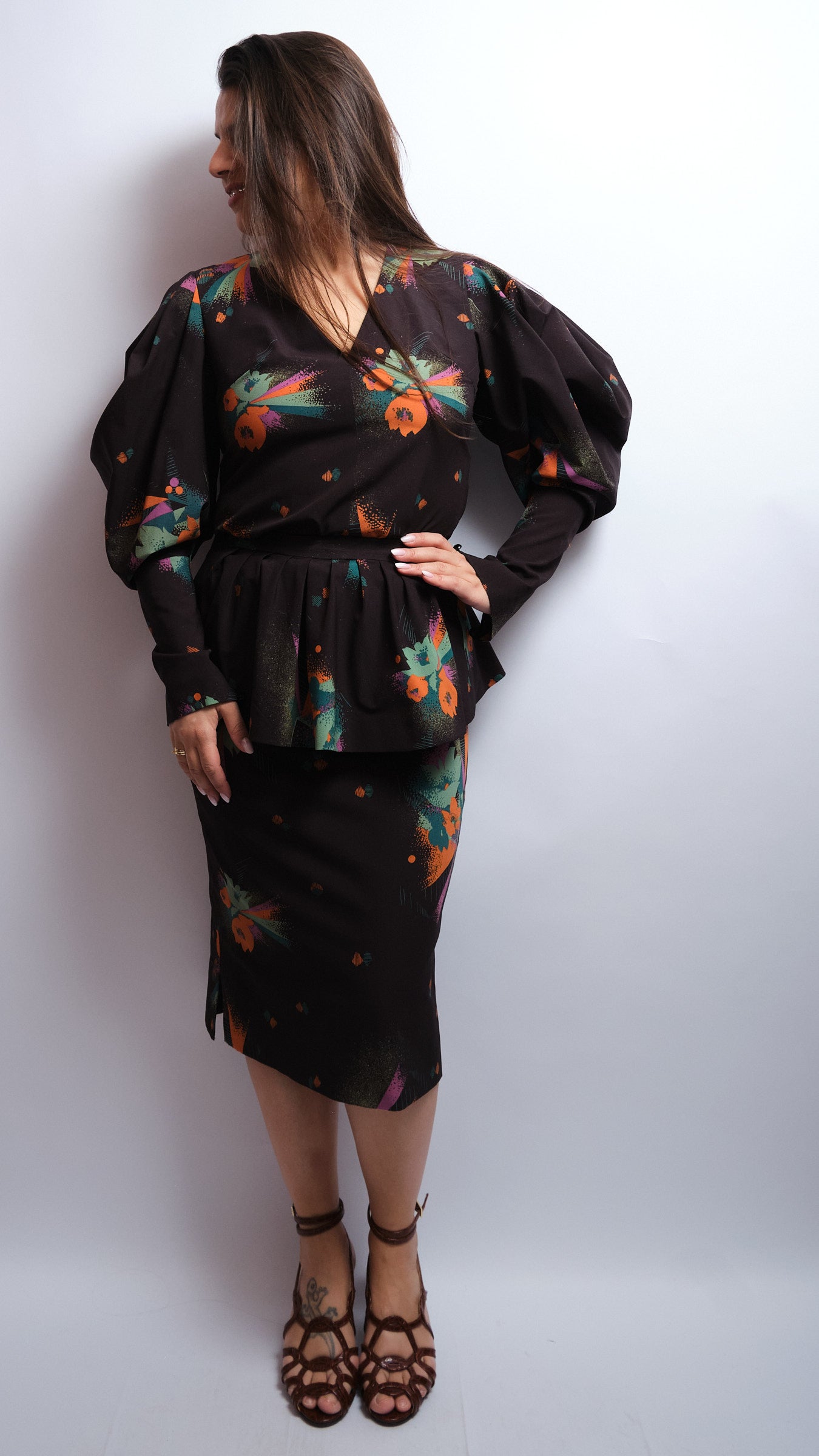 Ensemble vintage 3 pièces fait main 80s – pièce unique de couturière