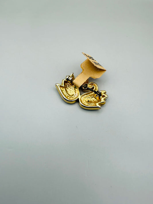 Broche Vintage Duo de cygnes