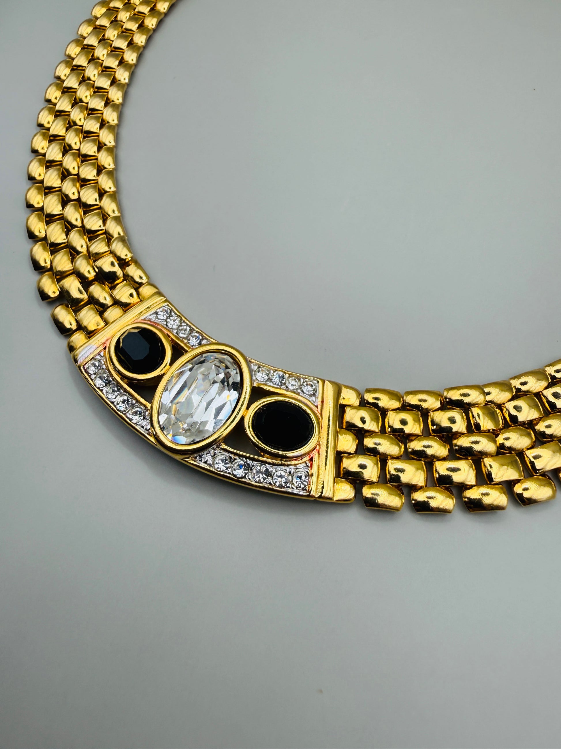 Collier IKITA formes géo émail bleu cordons