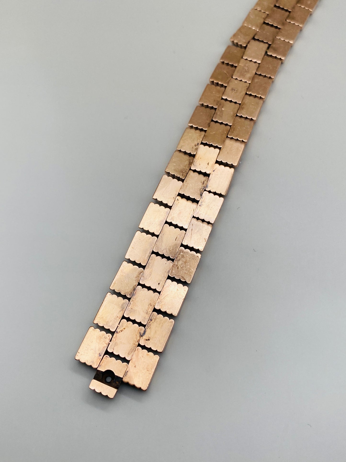 Bracelet vintage à maille large 50s-60s plaqué or