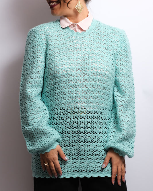 Pull fait Main – Vintage – Menthe