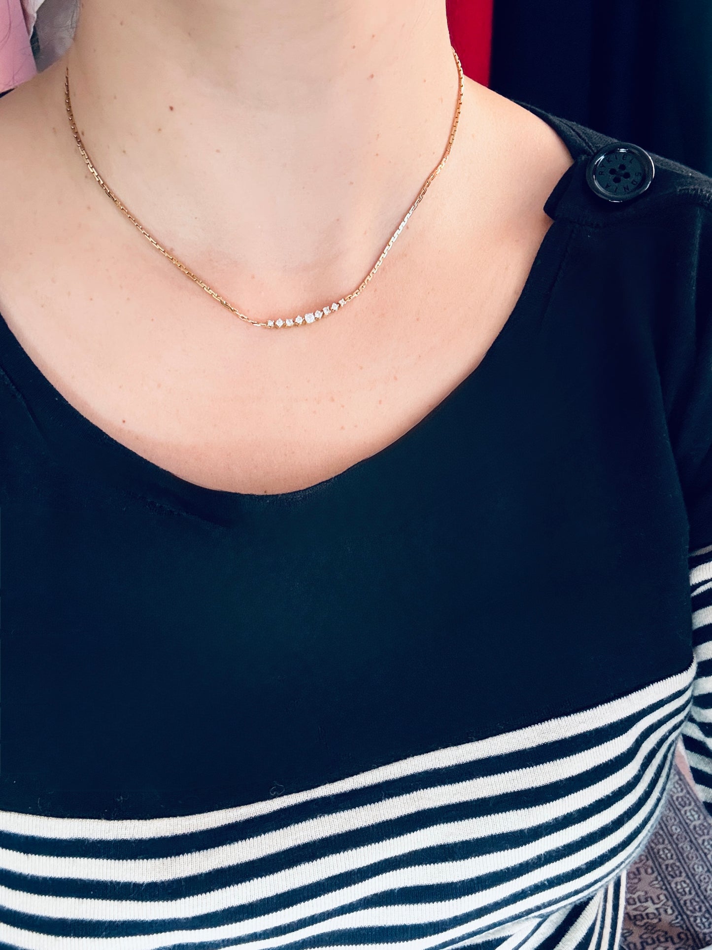 Collier vintage diamants en or 18 carats – ligne de lumière