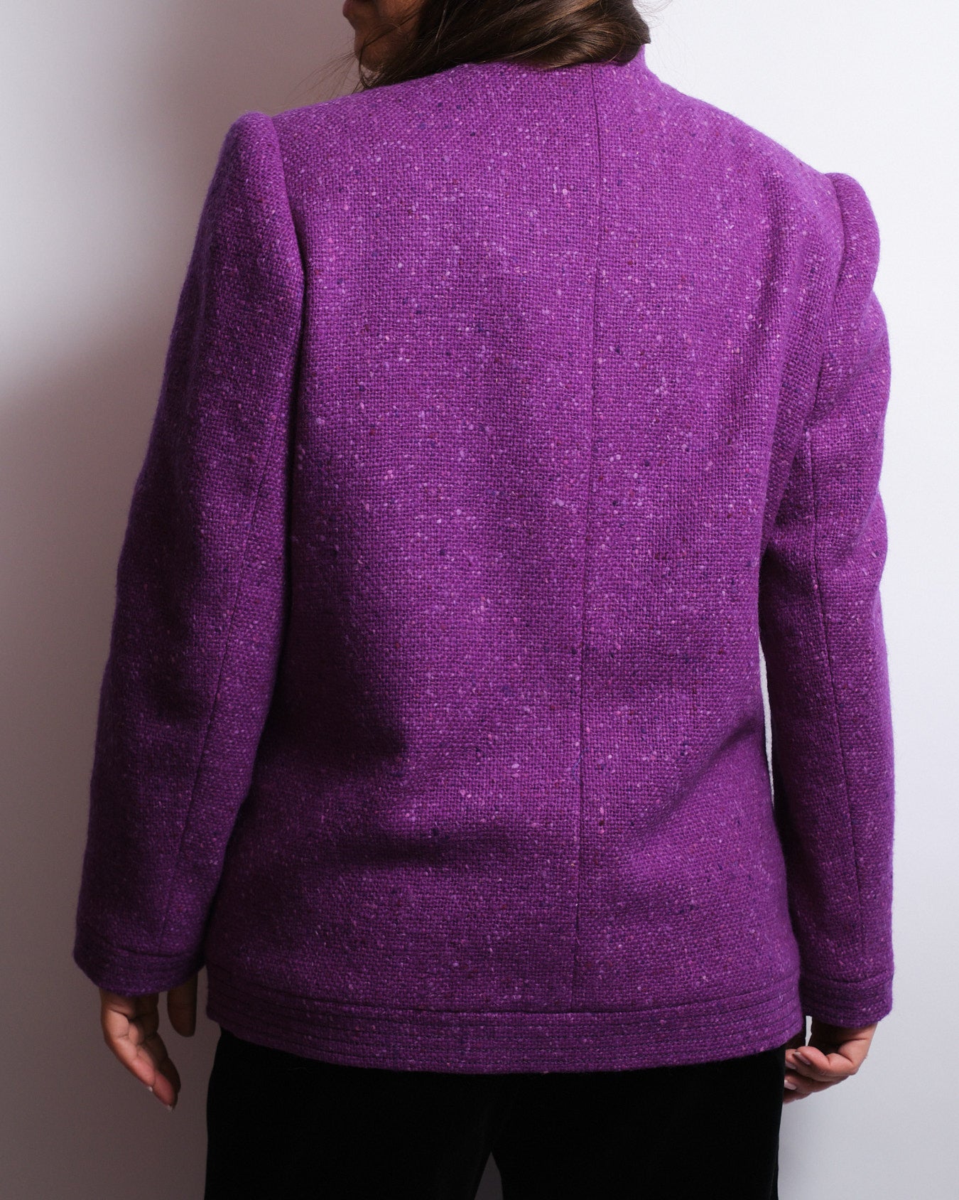 Veste en laine violette – Boutons dorés tressés – Années 80