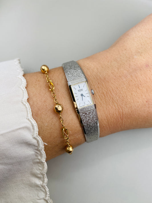 Montre mini Seiko Vintage Rectangulaire – Minimalisme 90s