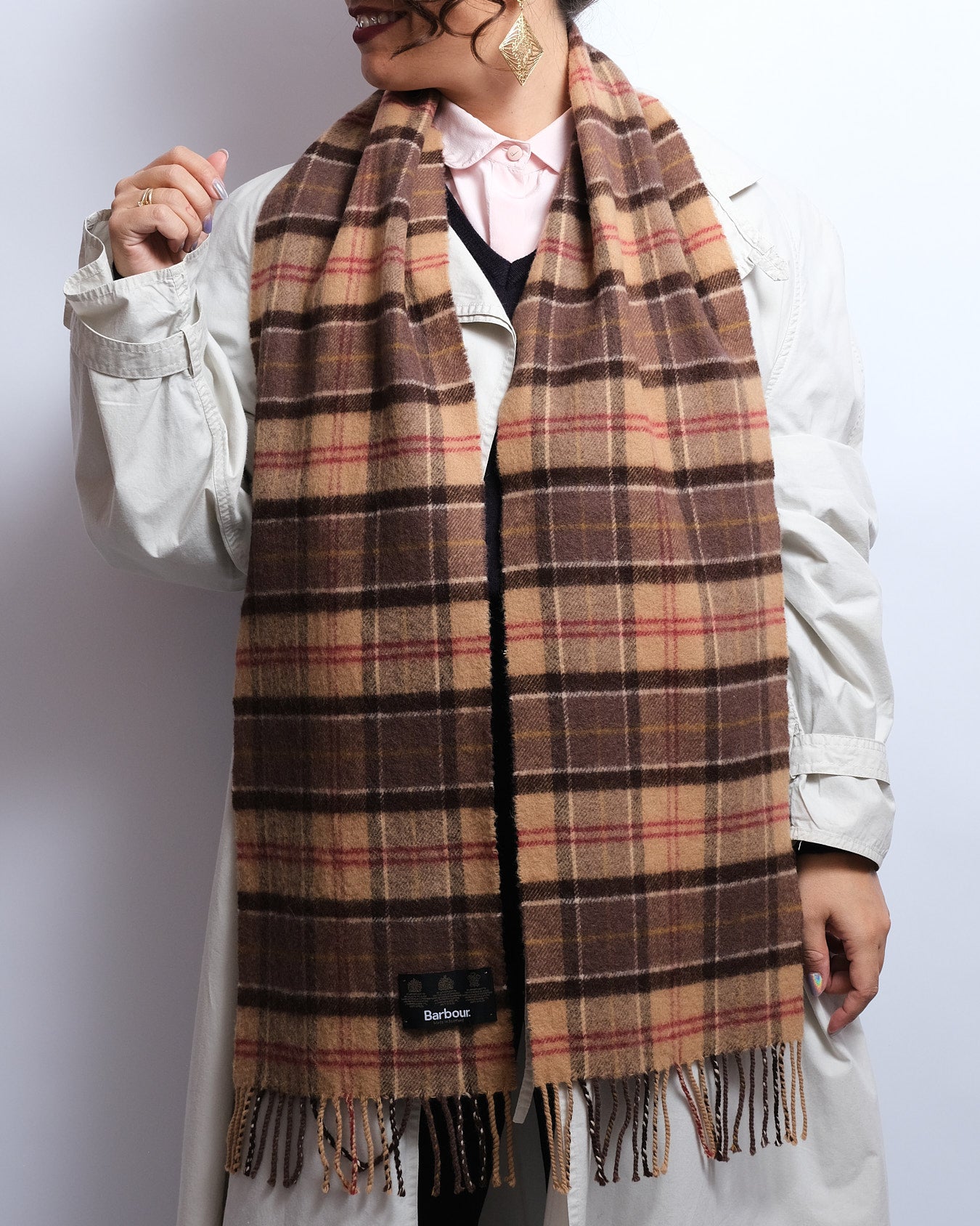 Barbour Vintage Scarf – Wool – Camel Check