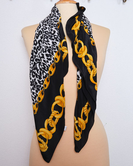 Grand foulard vintage 100% soie