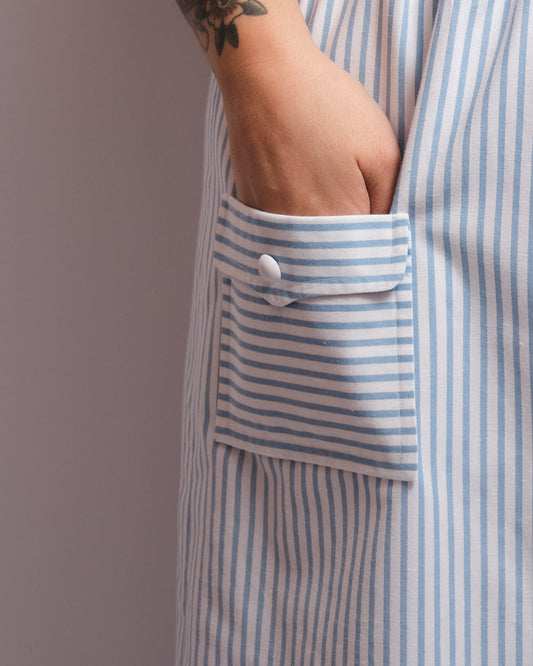 Robe vintage 60s fait main en coton – rayures