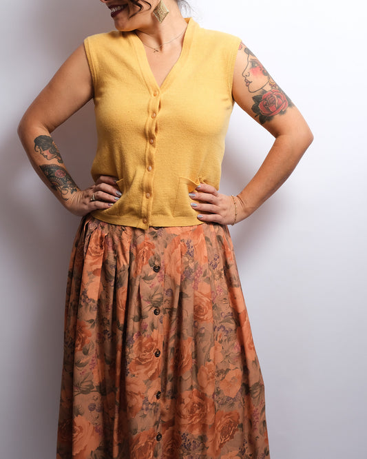 Gilet Vintage Années 60 – Laine Jaune