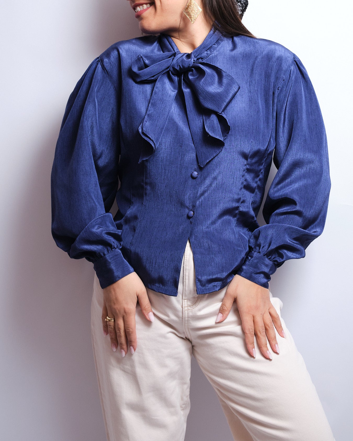 Chemisier vintage à lavallière – années 80