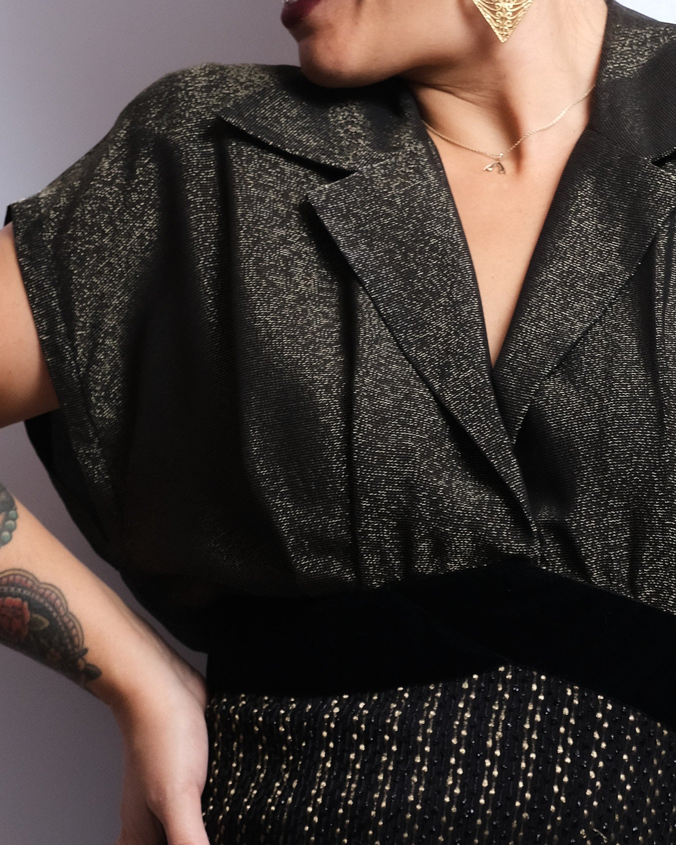 Robe Christian Dior en Soie – Années 80 – Noir & Or