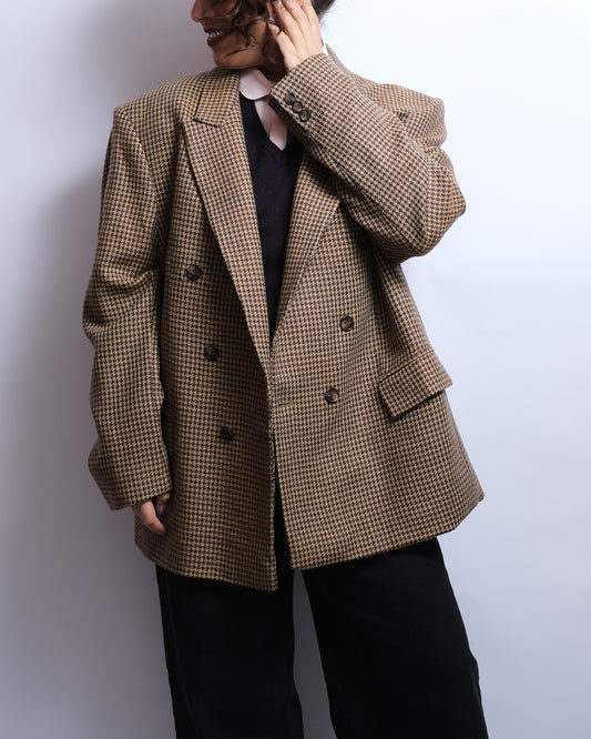 Blazer Homme Pierre Cardin — Motif Pied-de-Poule, Coupe Droite Classique