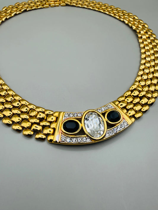 Collier vintage doré multi-rangs – allure joaillerie