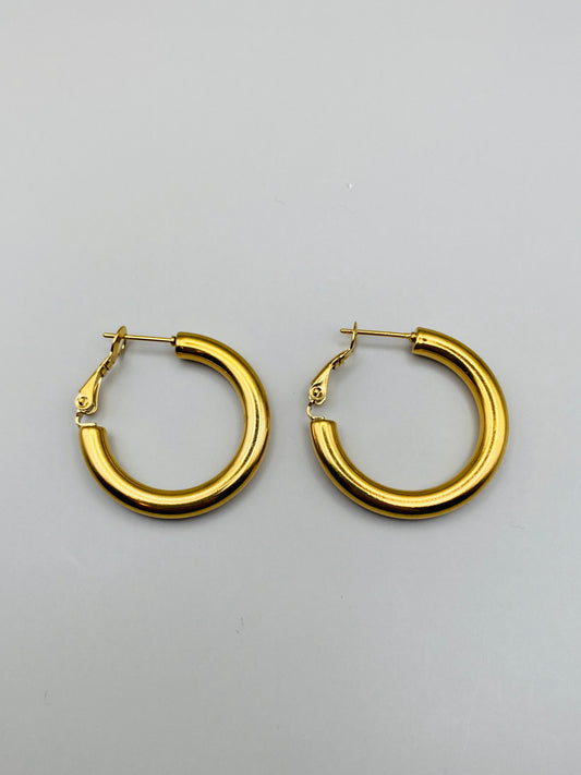 Boucles d’oreilles vintage – Créoles dorées épaisses