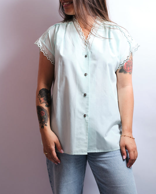 Chemisier vintage en coton — fraîcheur romantique des années 70