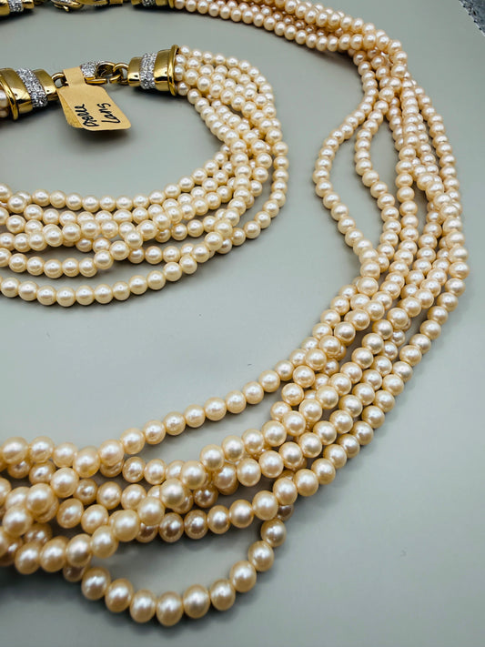 Collier multi-rangs PIERRE LANG en perles de verre – élégance intemporelle