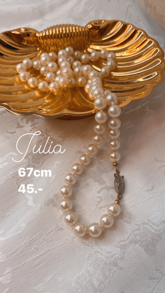 Collier Vintage 80s en perles de verre nacrées
