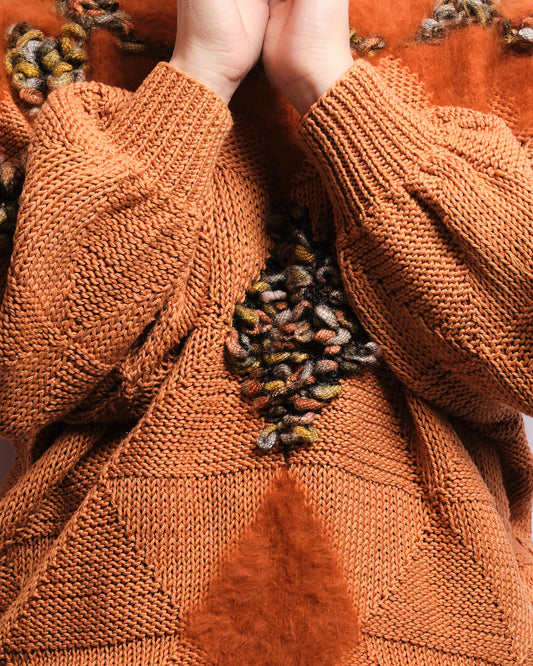 Pull vintage fait main 80s – maille texturée et esprit pièce unique