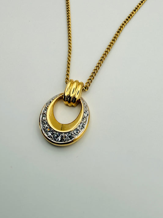 Collier vintage bicolore à strass