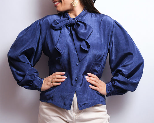 Chemisier vintage à lavallière – années 80