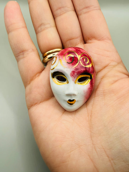 Broche Vintage Masque vénitien porcelaine