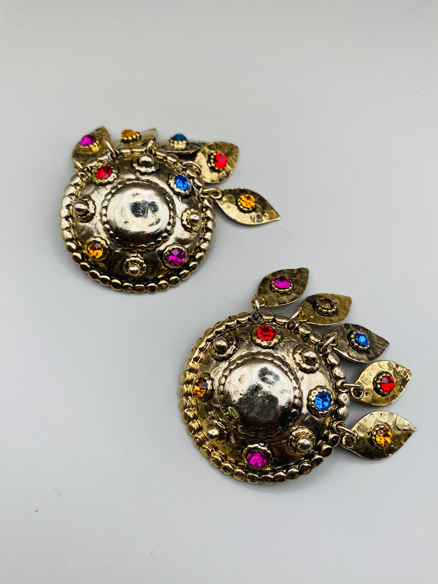 Clips Vintage ronds dorés pampilles