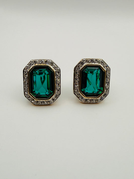 Boucles d’oreilles vintage vert émeraude