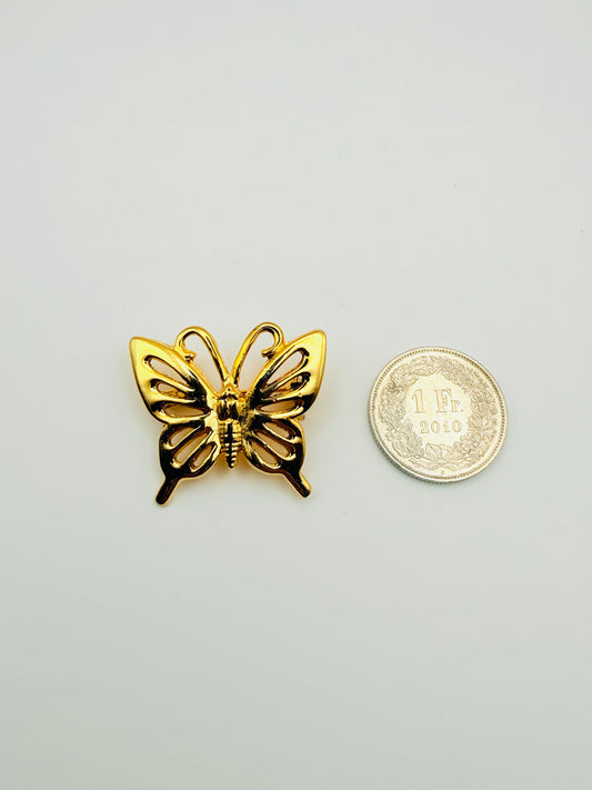 Broche papillon dorée vintage ajourée