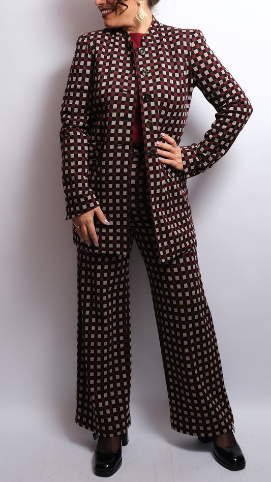 Tailleur Sonia Rykiel Paris – veste & pantalon – motif carreaux – années 1990