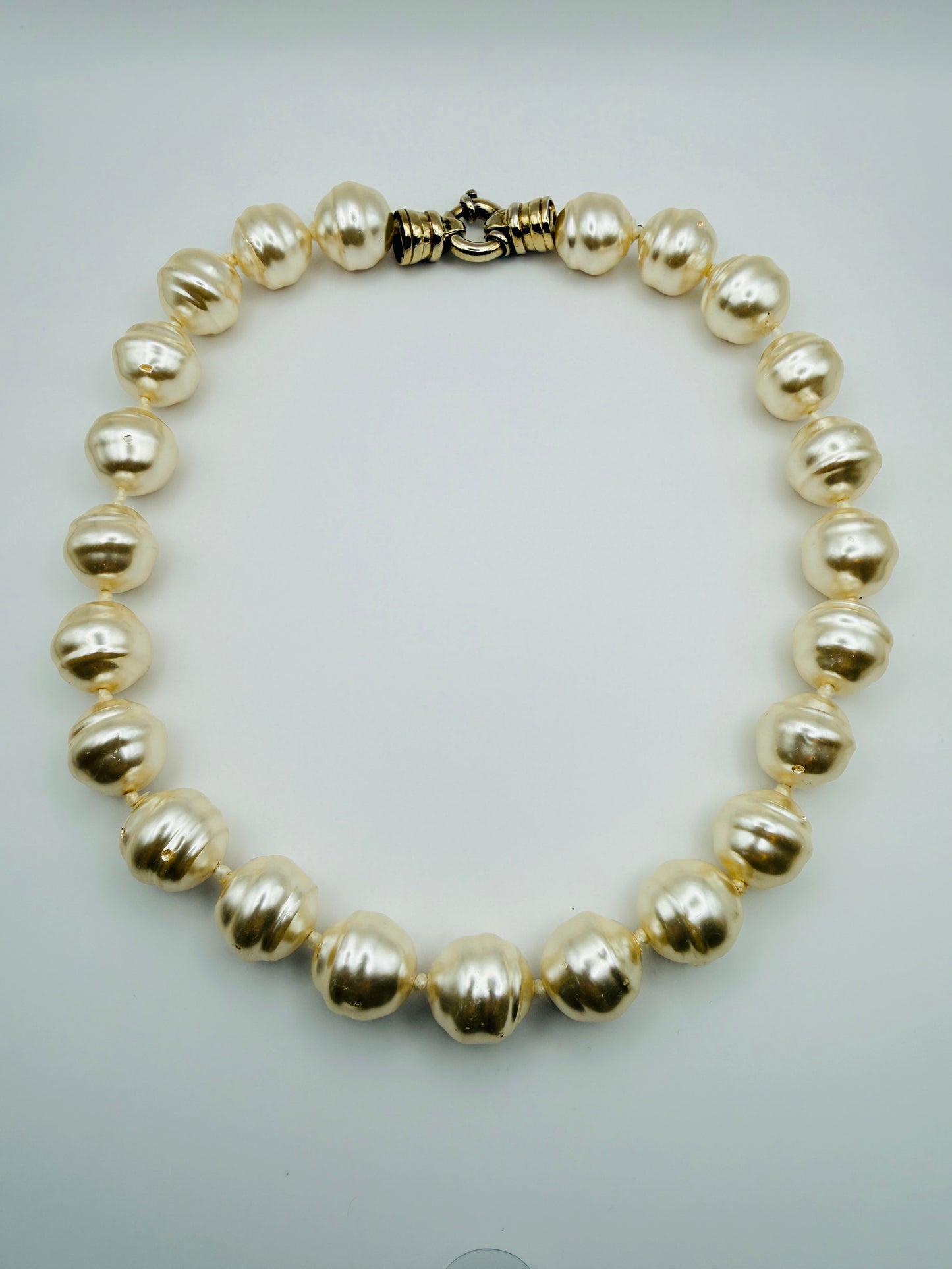 Collier ras de cou vintage à grosses perles nacrées argent 925