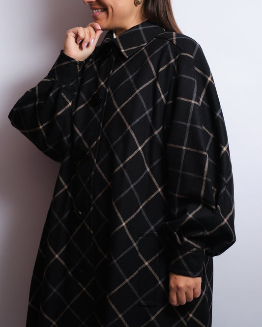 Manteau en laine à carreaux – Artisanat italien des années 70