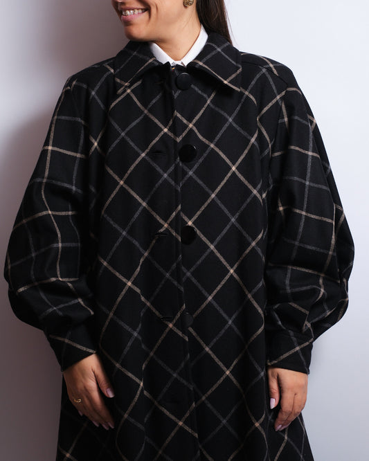 Manteau en laine à carreaux – Artisanat italien des années 70