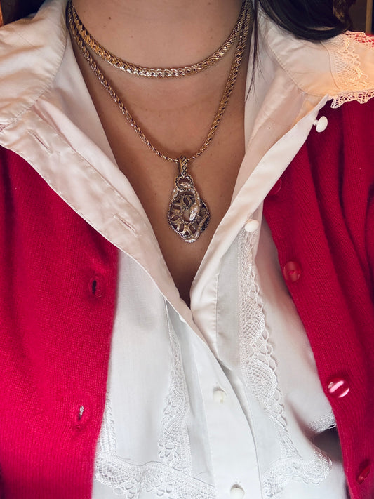 Collier vintage Pierre Lang – pendentif serpent doré