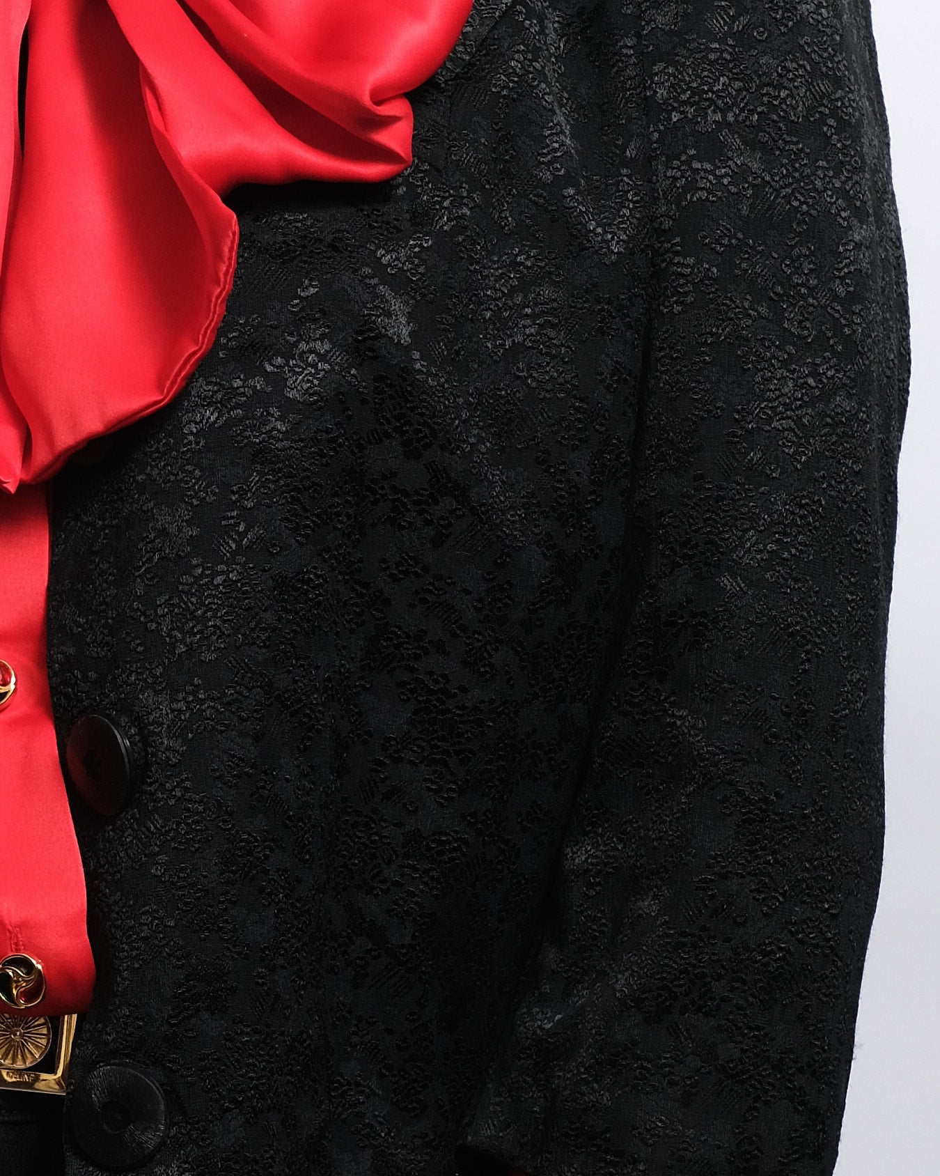 Veste courte noire – Jacquard ton sur ton – Années 1950