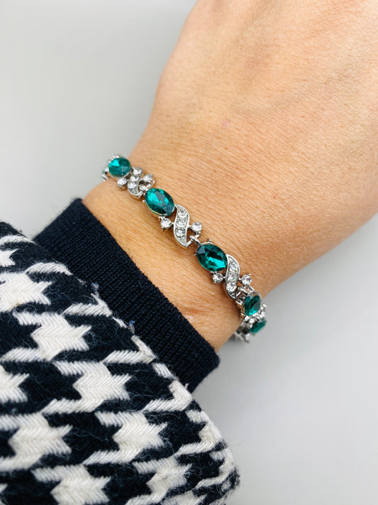 Bracelet vintage articulé monture argentée