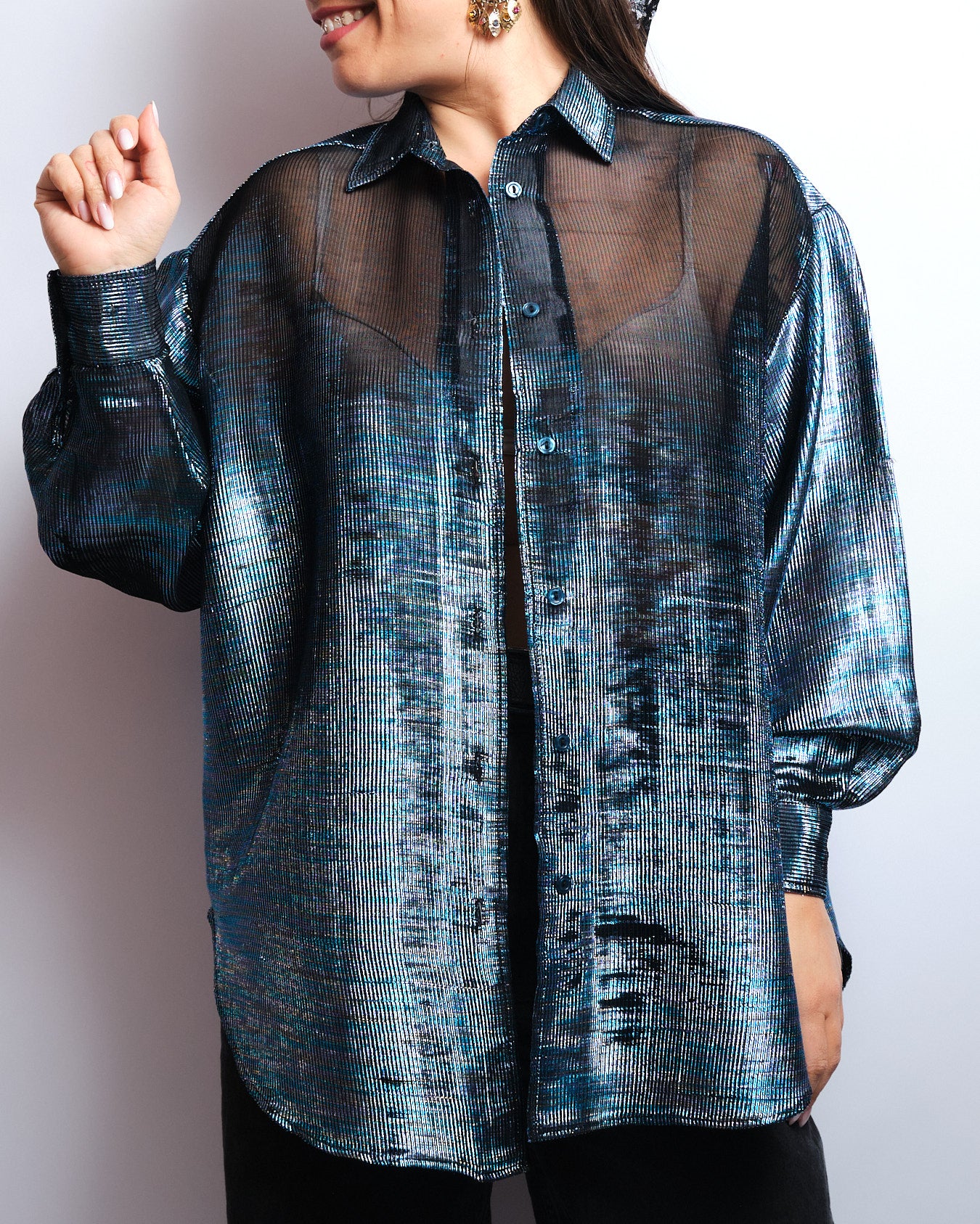 Chemisier vintage irisé transparent – années 90