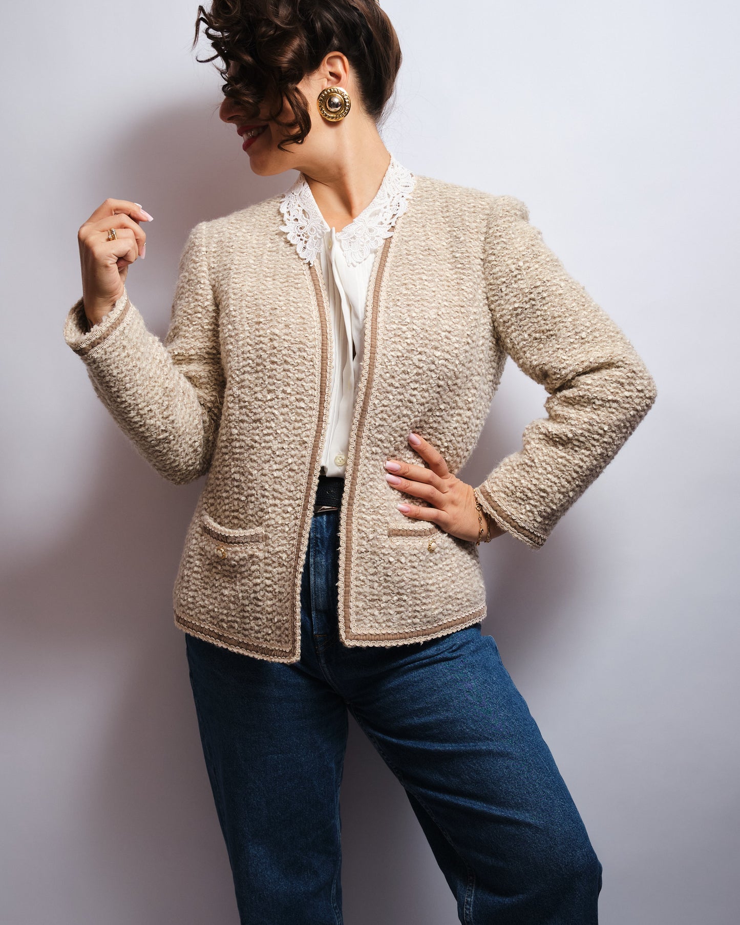 Cardigan Vintage 80s Rose Bertin