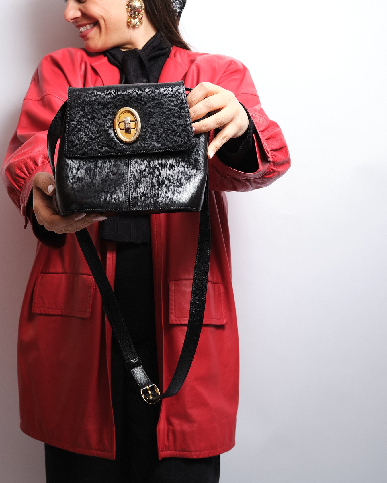 Sac vintage Christian Dior en cuir – fin 80s / début 90s