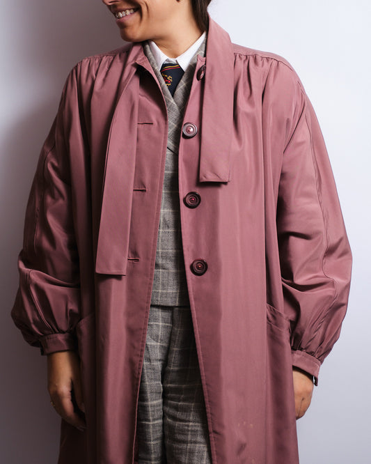 Manteau fluide rose antique – Manches bouffantes – Années 80