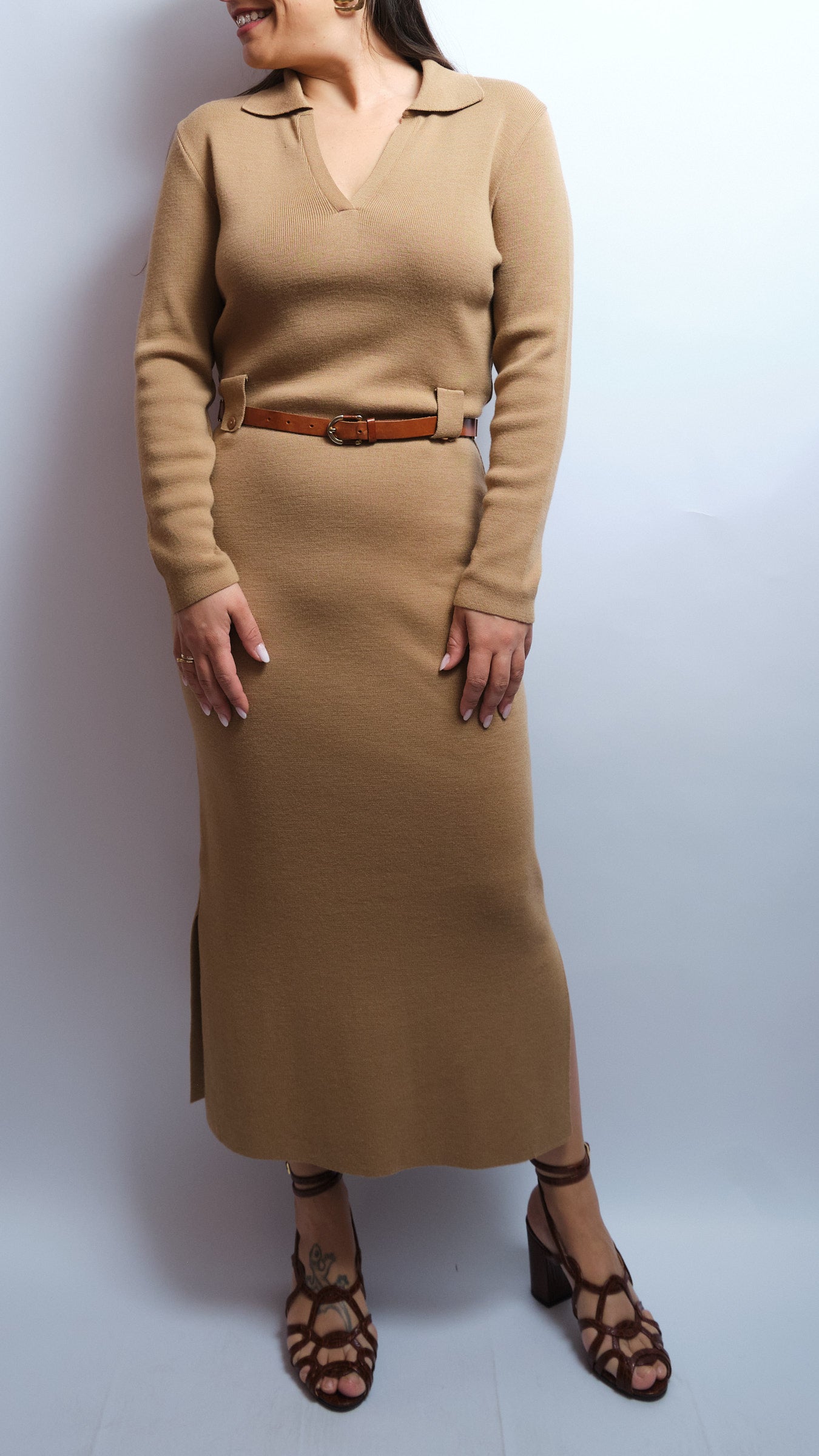 Robe vintage Ginevra di Francesca dei – laine vierge & maille, élégance minimaliste