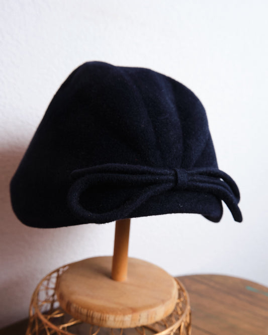 Bibi vintage bleu marine en laine feutrée