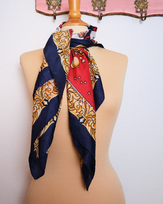 Grand foulard vintage en polyester satiné